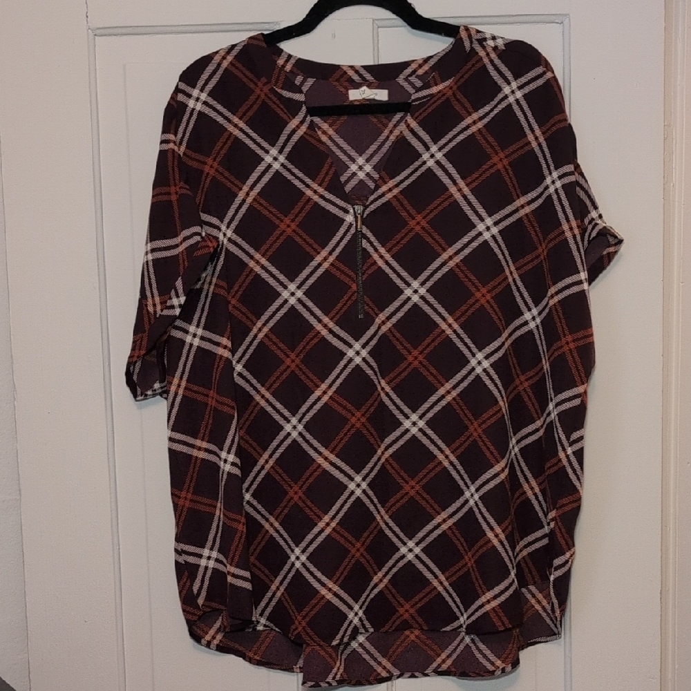 Maurices Red and Black Relaxed Blouse